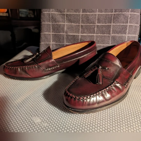 Johnston & Murphy 11.5 vintage tassel toe warm brown leather slip on loafers - Picture 3 of 8